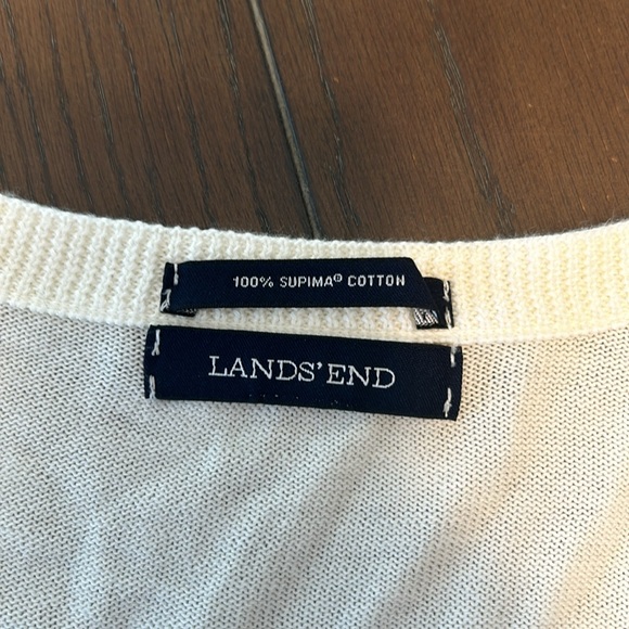Lands End Cardigan. 3X. Cream with golden sequin stripes. - Picture 2 of 11